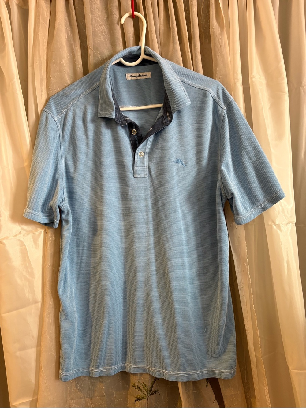 Tommy Bahama Light Blue Short-Sleeve Polo with Contrast Placket